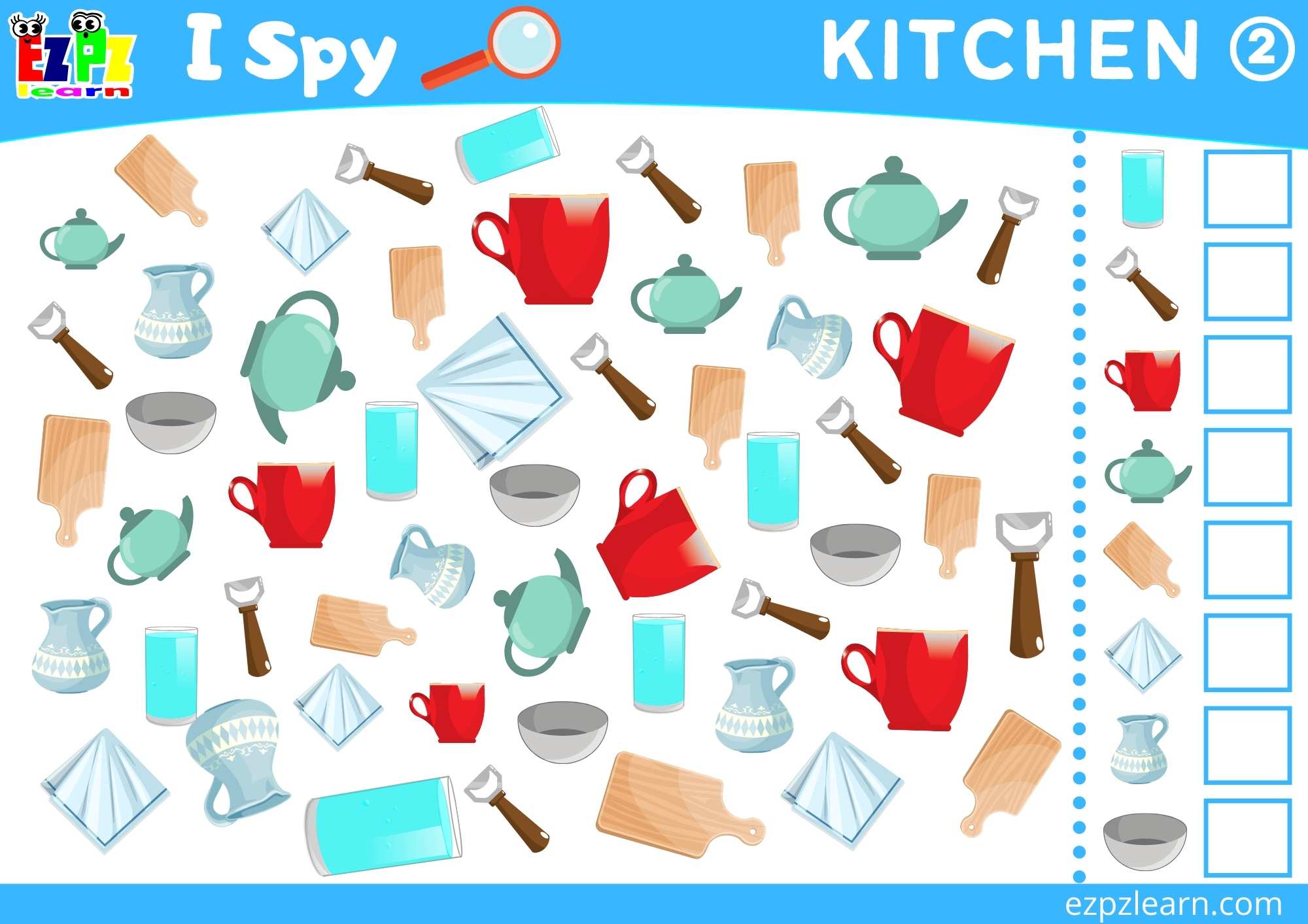 Kitchen 2 Topic I Spy Game for kids Free PDF Download